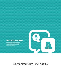 Background with seamless pattern. Question answer sign icon. Q&A symbol. Triangles green texture. Vector