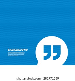 Background With Seamless Pattern. Quote Sign Icon. Quotation Mark In Speech Bubble Symbol. Double Quotes. Triangles Texture. Vector