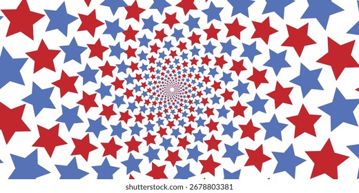 Plano de fundo sem emenda padrão estrela radial. Cor vermelha, azul e branca. Estados Unidos. Americano