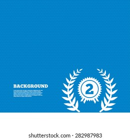 Background with seamless pattern. Second place award sign icon. Prize for winner symbol. Laurel Wreath. Triangles texture. Vector