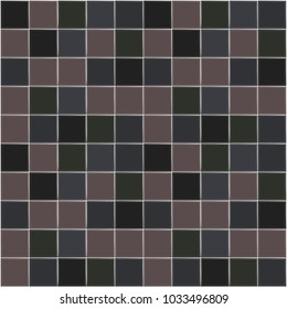 Background seamless pattern of square tiles in different shades of dark colors.
