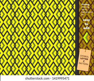 Background seamless pattern with symbol letter 'C' pattern geometric, printing clothing fabric with a yellow background. Easy to edit