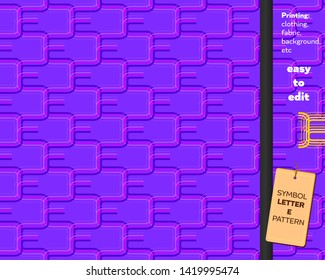 Background seamless pattern with symbol letter 'E' pattern geometric, printing clothing fabric with a purple background. Easy to edit