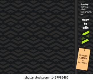 Background seamless pattern with symbol letter 'S' pattern geometric, printing clothing fabric with a black and grey background. Easy to edit