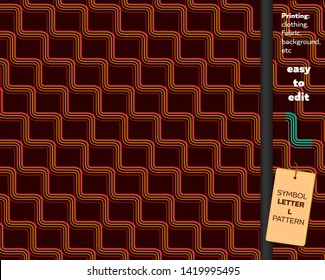 Background seamless pattern with symbol letter 'L' pattern geometric, printing clothing fabric with a brown background. Easy to edit