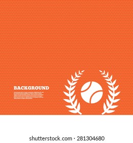Background with seamless pattern. Tennis ball sign icon. Sport laurel wreath symbol. Winner award. Triangles orange texture. Vector