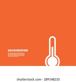 Background with seamless pattern. Thermometer sign icon. Temperature symbol. Triangles orange texture. Vector