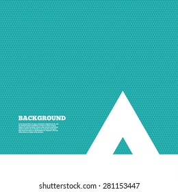 Background with seamless pattern. Tourist tent sign icon. Camping symbol. Triangles green texture. Vector