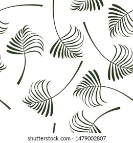 Background seamless pattern with tropical leaves on white background. Summer exotic background