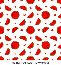 Background seamless pattern of watermelon sliced 