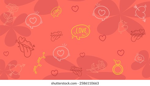 Background seamless pattern with whimsical romantic valentine element abstract for background for Valentine’s Day backdrop, card, banner, wallpaper, wrapping, print.