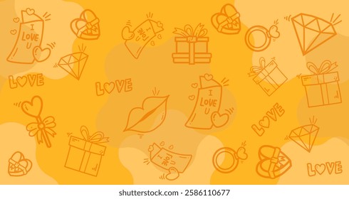 Background seamless pattern with whimsical romantic valentine element abstract for background for Valentine’s Day backdrop, card, banner, wallpaper, wrapping, print.