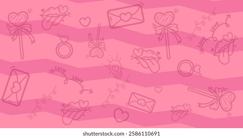 Background seamless pattern with whimsical romantic valentine element abstract for background for Valentine’s Day backdrop, card, banner, wallpaper, wrapping, print.