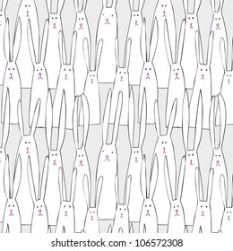 background with seamless pattern with white rabbits