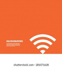 Background with seamless pattern. Wifi sign. Wi-fi symbol. Wireless Network icon. Wifi zone. Triangles orange texture. Vector
