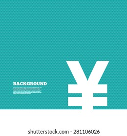 Background with seamless pattern. Yen sign icon. JPY currency symbol. Money label. Triangles green texture. Vector