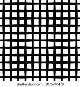 Background of seamless plaid pattern. Vertical and horizontal crossing stripes. Black white versions.