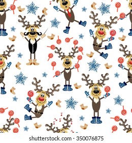 Background, seamless, reindeer, snowflake, white background, Christmas