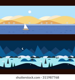 Background Seamless scenery seasons and landscapes, vector illustration