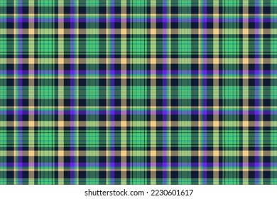 Background seamless tartan. Plaid fabric textile. Vector pattern check texture in green and violet colors.
