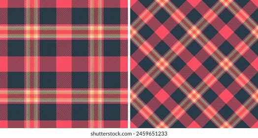 Background seamless tartan of texture plaid check with a textile pattern fabric vector set in warm colors.