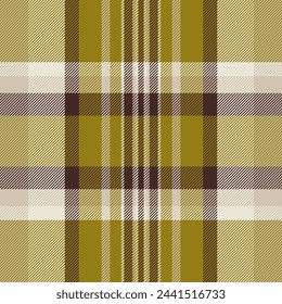 Background seamless textile of check texture vector with a pattern fabric tartan plaid in yellow and white colors.