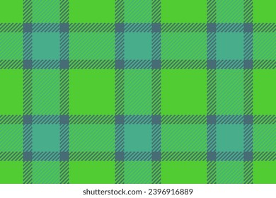 Background seamless textile of vector check tartan with a pattern texture plaid fabric in green and turquoise colors.