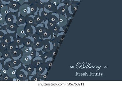 Background with seamless texture bilberries. Cover fresh fruit. Vector illustration.