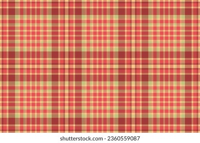 Background seamless texture of plaid vector check with a textile tartan pattern fabric in red and orange colors.