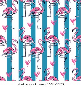 Background seamless vector flamingo, flamingo sketch vector illustration seamless. tropical theme, the idea of textiles, fashion trend, flamingo pattern