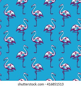 Background seamless vector flamingo, flamingo sketch vector illustration seamless. tropical theme, the idea of textiles, fashion trend, flamingo pattern