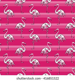 Background seamless vector flamingo, flamingo sketch vector illustration seamless. tropical theme, the idea of textiles, fashion trend, flamingo pattern
