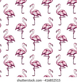 Background seamless vector flamingo, flamingo sketch vector illustration seamless. tropical theme, the idea of textiles, fashion trend, flamingo pattern