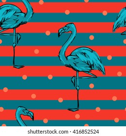 Background seamless vector flamingo, flamingo sketch vector illustration seamless. tropical theme, the idea of textiles, fashion trend, flamingo pattern