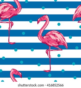Background seamless vector flamingo, flamingo sketch vector illustration seamless. tropical theme, the idea of textiles, fashion trend, flamingo pattern