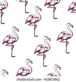 Background seamless vector flamingo, flamingo sketch vector illustration seamless. tropical theme, the idea of textiles, fashion trend, flamingo pattern