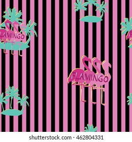 Background seamless vector flamingo, flamingo sketch vector illustration seamless. tropical theme, the idea of textiles, fashion trend, flamingo pattern, print strip