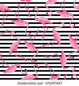 Background seamless vector flamingo, flamingo sketch vector illustration seamless. tropical theme, the idea of textiles, fashion trend, flamingo pattern