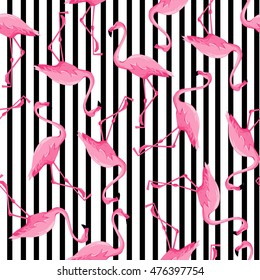 Background seamless vector flamingo, flamingo sketch vector illustration seamless. tropical theme, the idea of textiles, fashion trend, flamingo pattern