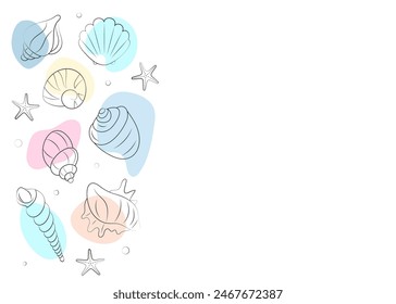 Background with seashells. Marine life design elements collection. Summer banner, poster, flyer im boho style.