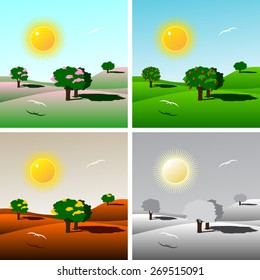 background season. Four landscapes spring, summer, autumn, winter