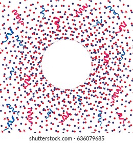 Background with serpentine and confetti to the day of memory. Vector illustration.