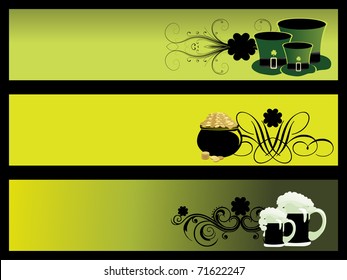 background with set of 3 patrick day banner, vector illustration