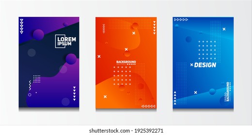 Background set of abstract geometric patterns with line and halftone patterns for business brochure cover designs.