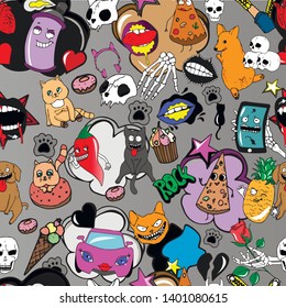 background set animals food clouds