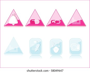 background with set of blue glossy icons