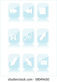 background with set of blue glossy icons