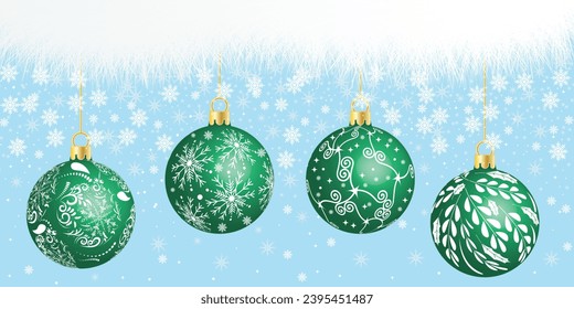 Background with set of Colorful christmas balls. decorations. Festive Christmas decoration for website, social networks, blog or your video channel. vector Illustartion . EPS10