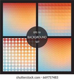 Background set colorful triangle hexagon