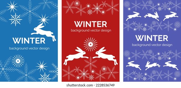 Background. A set of covers for a book, notebook, brochure, notebook, etc. Hare and snowflakes.